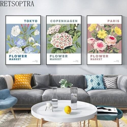 Modern Watercolor Flower Print Picture Bouquet Art Decorative Wall Canvas Painting for Living Room Decor Plant Picture Poster