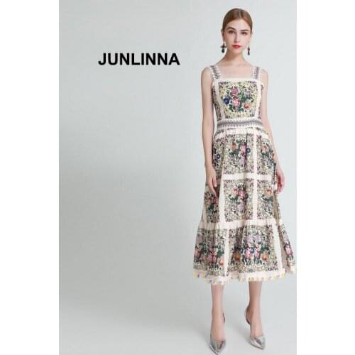 Rhinestone and Sequins Dress 2021 Summer Fashion Long Dresses Spaghetti Strap Tassel Printing Dress