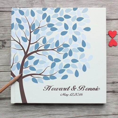 Unique Custom White Wedding Guest Book,Personalized Tree Leaves Love Deer White Wedding Guest Book Alternatives Sign,Photo Album