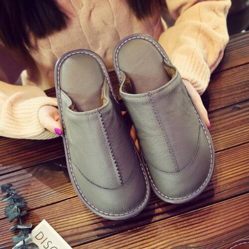 Real Cowhide Cotton Slippers Winter Indoor Home Non-slip Waterproof Warm Men and Women Couple Floor Slippers