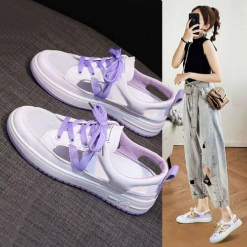 Comfort 2021 Summer Sandals Women Sneakers Mesh Casual Platform Trainers Shoes Flat Heels Shoes Female Cutout Casual Slippers