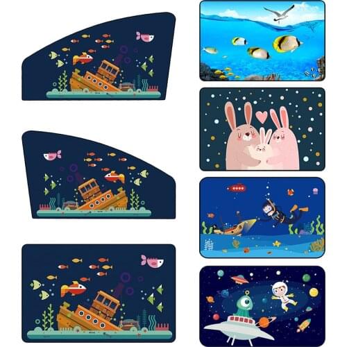 Universal Car Sun Shade Cover UV Protect Curtain Side Window Sunshade Cover For Baby Kids Cute Cartoon Sun Protection Sun Blind