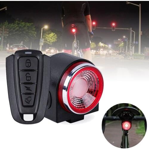 Bike Tail Light Wireless Anti-Theft Alarm Lock Warning Electric Horn Rear Bike LED with Remote Control