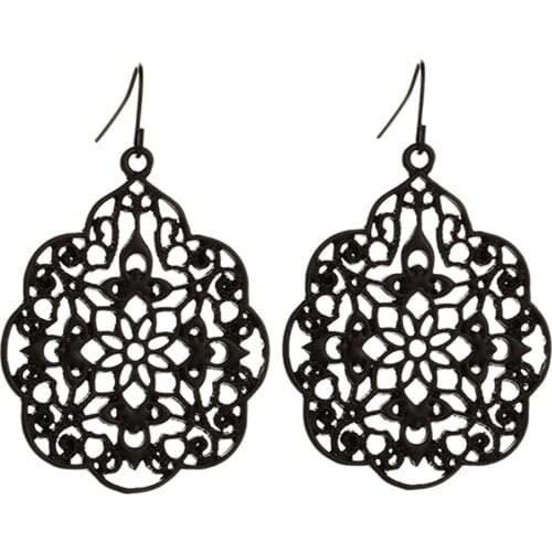 Vintage Bohemia Women Hollow Flower Drop Dangle Earrings Ear Hook Jewelry