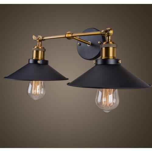 Vintage Wall Lamp Loft E27 Double Head Sconce Wall Lights Iron Industrial Decor Indoor Lighting for Bedside Living Room Home