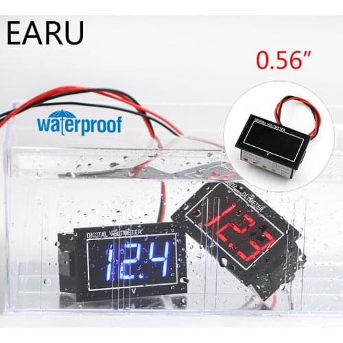 DIY 0.56 Inch 0.56'' Waterproof LED Mini Digital Voltmeter Voltage Meter Gauge Display DC2.5-30V DC5-130V Motorcycle Car Boat