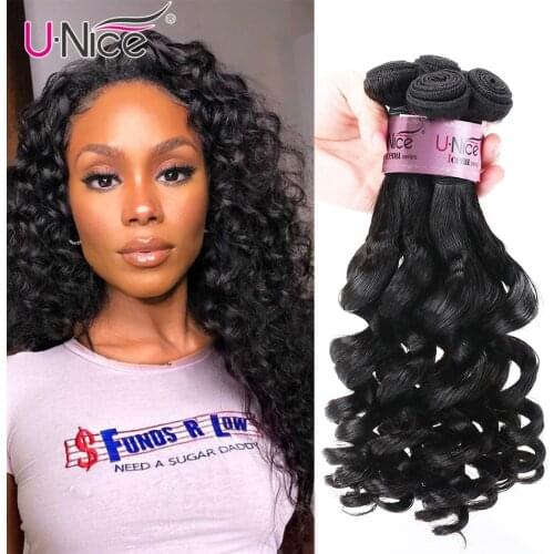 Unice Hair Brazilian Human Hair Bundles 6pcs One Lot Fumi Curl Loose Wave Bundles 100% Human Hair Extension