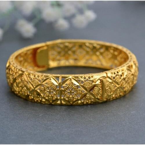 WANDO 1pcs Big Wide Ethiopian Bangle Gold Color Bangles&Bracelets For Women Dubai African Men Women Jewelry gift