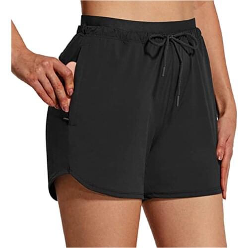 Womens Running Shorts Elastic Wasit Workout Shorts With Liner Pockets Loose Sport Quick Dry Shorts Athletic Breathable Шорты