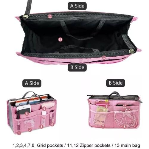 Women Toiletries Organizer Waterproof Female Storage Make up Cases Double zipper bag in bag Travel Insert Organizer Handbag