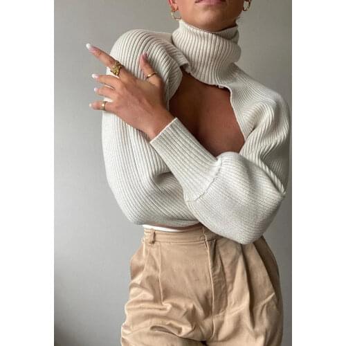 Tossy Autumn Turtleneck Sweater Shrugs For Women Knit Long-sleeve Tops Pullover 2021 ZA New Casual Crop Top Knitwear Ladies