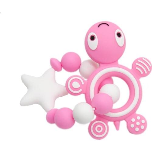 Cute-Idea 1set Silicone Pacifier Nursing Chain Teether Lovely Toddle Soft Pendants Handmade DIY Beads Cartoon Animals Teething