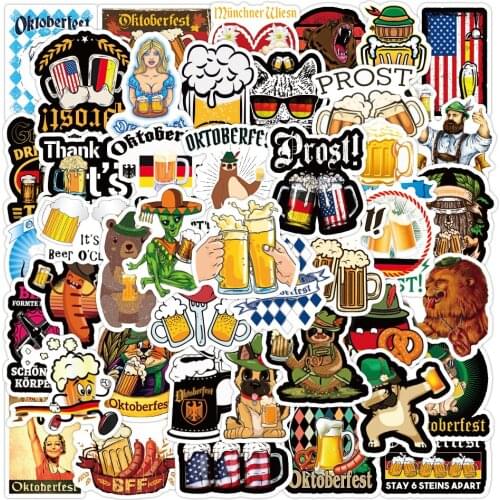 10/30/50pcs Oktoberfest Beer Cool Stickers Decals DIY Guitar Laptop Skateboard Luggage Car Waterproof Graffiti Kids Sticker Toys