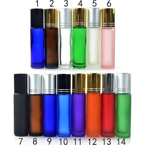 100pcs * 10ml Thick frosted purple Glass Roll On Essential Oil Empty Perfume Bottle 10cc