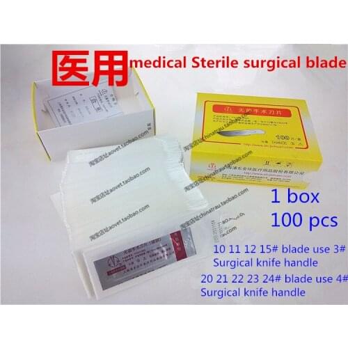 100Pcs Disposable steel suigical knives medical aseptic packaging scalpel 3# 4# JZ Blade Handle Sterile Surgical Scalpel Blades