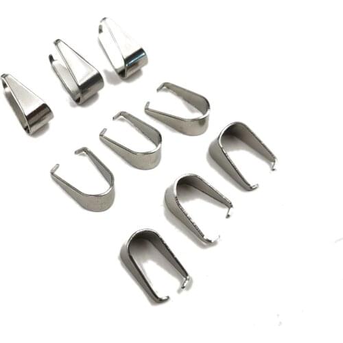 200 Pcs Large 9*11 Mm Pendant Connectors Pinch Clip Bail for DIY Jewelry Making Findings Necklace Accessories Stainless Steel