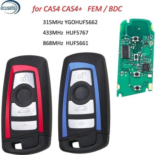 4 Button Remote Key 315MHz YGOHUF5662,434MHz HUF5767,868MHz HUF5661 For-BMW2009-2016 5 7 F Series FEM / BDC CAS4 CAS4+ Blue Red