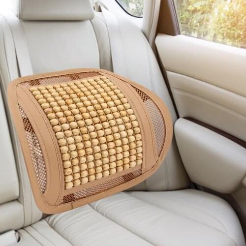 Car Back Support Wooden Beads Chair Massage Lumbar Support Waist Cushion Mesh Ventilate Cushion Pad For Car Office Home Dropship