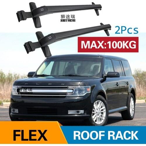 Car Luggage Rack Crossbar Roof Rack FOR Ford Flex 4 DOOR SUV 2009-2019 2018 2017 2016 LOAD 100KG BAR LED Roof Rails