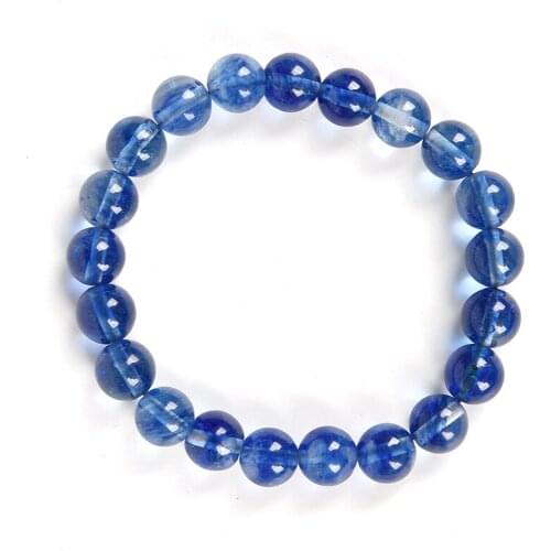 Shining round light Blue stone beads created for Blue Piezoelectric Crystal smooth Bracelet for girls ladies jewelry
