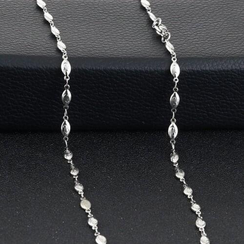 Gold Silver Color Stainless Steel Beans Link Chains Necklace for Women Choker Jewelry collar Charms Statement Gift MN244