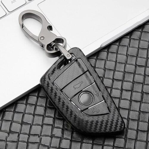 Car Key Cover Protector Bag Carbon Fiber Key Case Fit for 5 3 7 Series X3 X1 X5