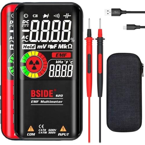BSIDE Digital Multimeter Color Display 9999 Count Auto Range Voltmeter Rechargeable with EMF Detector Capacitance Diode Tester