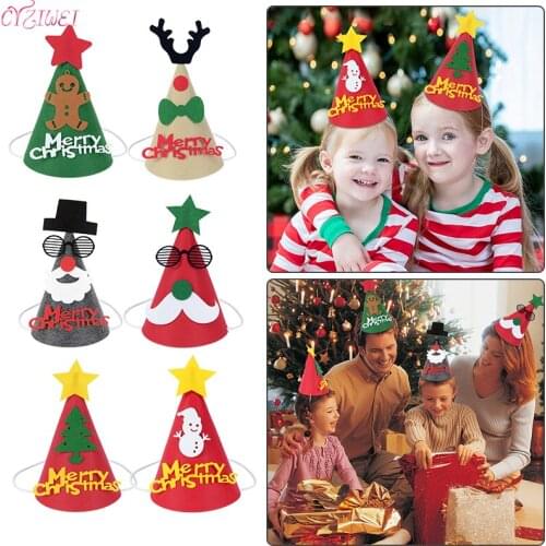 3D DIY Felt Christmas Hat Cartoon Santa Elk Star Children Kids Hat Gifts Puzzle Toys Xmas Party Decor Diy Craft Material Supplie
