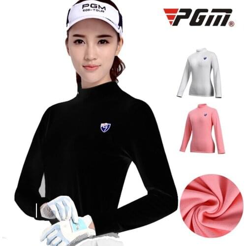 Pgm Long Sleeve Golf T-Shirts Women Autumn Winter Shirts Sportswear Ladies O-Neck Sport Shirts Golf Training Clothing AA60464