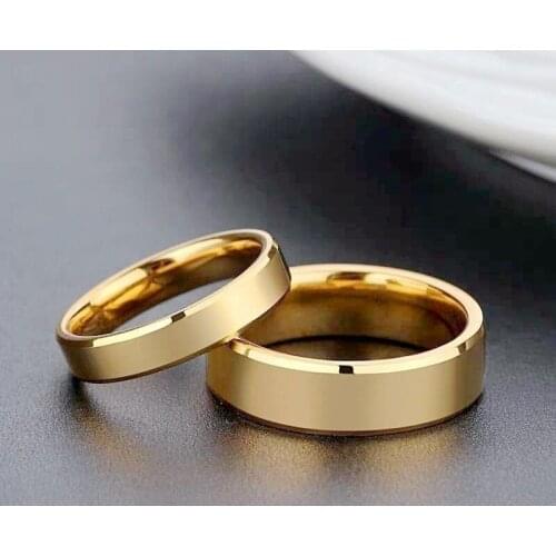 Smooth Stainless Steel Couple Rings Gold Simple 4MM 6MM Women Men Lovers Wedding Jewelry Engagement Gifts