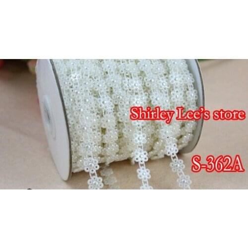 Hot SALE!!! 6 ROLLS (25 METERS/ROLL) X 1cm DAISY PEARL TRIM IN IVORY,FOR BRIDAL WEAR DIY Wedding Bouquets