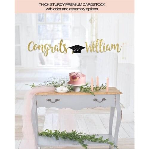 Custom Congrats Graduation Banner,Personalized Graduation Banner, Gold Glitter, Congrats Grad Banner, Personalised Name Banner