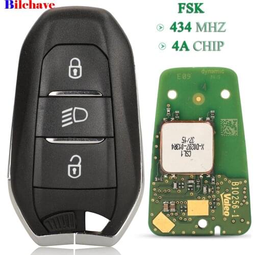 Bilchave 3 Buttons For Peugeot 3008 5008 Fit Citroen C3 C5 Fob Remote Control Car Key FSK 434Mhz 4A Chip Replacement