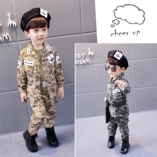 Free Shipping Children Song Joong Ki Costume Camouflage Police Set Halloween Costume for Kids Teenager Cosplay Party Military