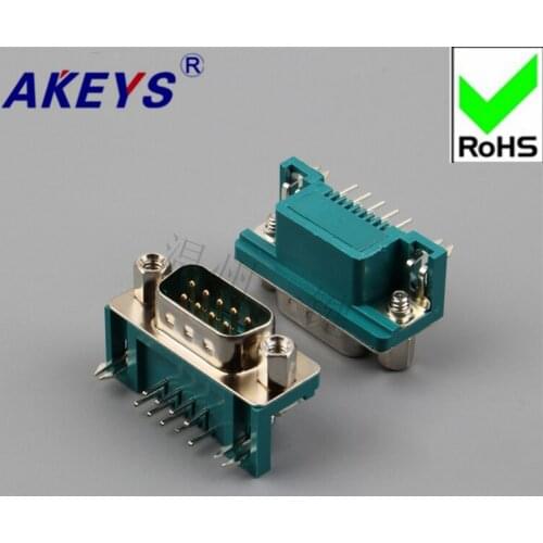 10PCS Two/2 rows of green glue head 90 degree DB9 serial welded plate base RS232 serial COM bend VGA