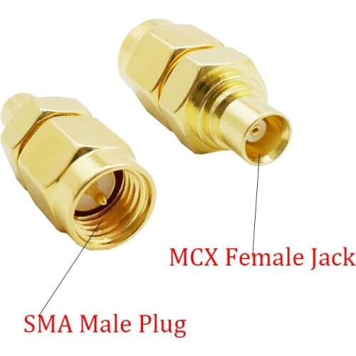 2Pcs/Lot MCX to SMA RF Coaxial Connectors Gold plated 50 Ohm MCX Female Jack to SMA Male Plug Straight Pin RF Coax Cable Adapter