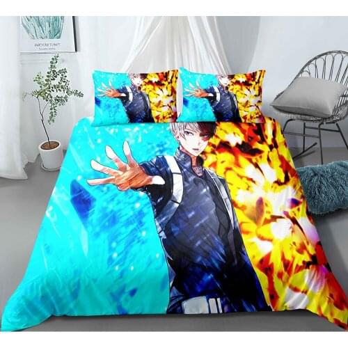 Animation Series My Hero Accademia Pattern Bedding Set Best Gifts For Game Funs 3pcs Includes Duvet Cover And Pillowcases