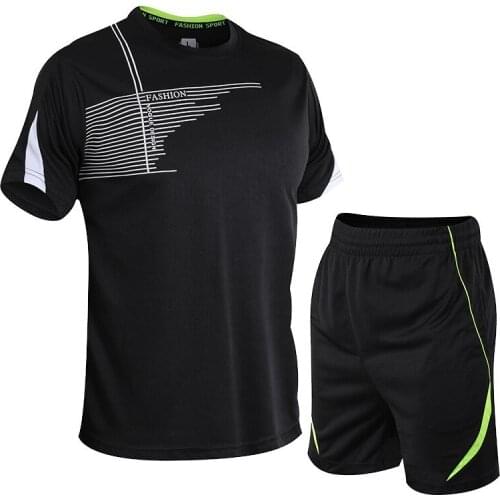 2021Summer Mens Sports Suit Fitness Clothes Quick-drying Running Training Loose Casual Mens Sportswear Tracksuit Gym Clothing