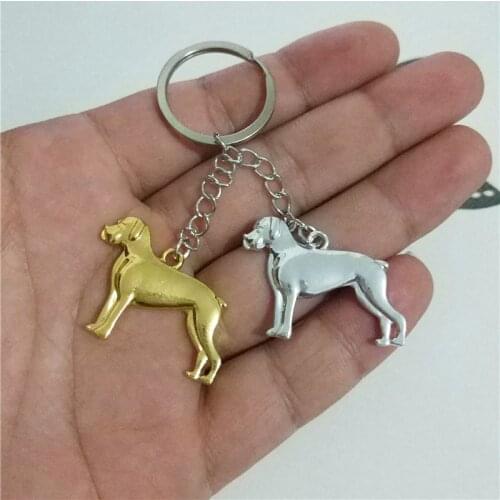 LPHZQH Trendy Rottweiler Key Chains Women Bag Pendant Fashion Accessory Pitbull Key Rings Gift Punk Gold Color Color