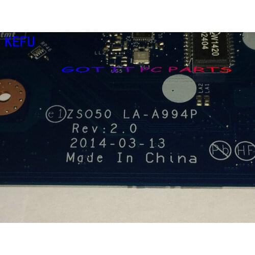 KEFU ,available, new item. ZSO50 LA-A994P REV : 2.0 Laptop Motherboard For HP 15-R / 15T-R ,ONBOARD PROCESSOR (qualified ok)