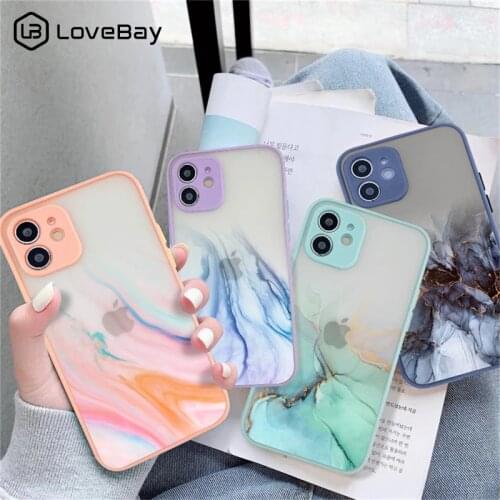 Fashion Watercolor Marble Ink Painted Phone Case For iPhone 11 12 Pro Max XR X XS Mini 7 8 Plus SE 2020 Shockproof Bumper Back