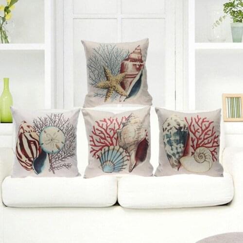 Sea Marine life Cushion Cover Cotton Linen Cushion Cover Sofa Car Chair Seat Throw Pillowcase Decorative Pillows Aquarium