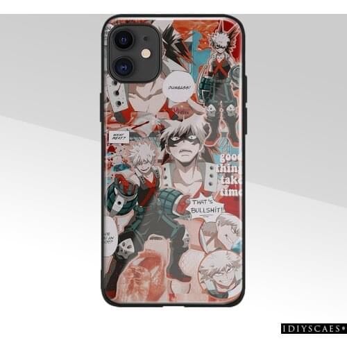 My Hero Academia Katsuki Bakugo Glass Soft Silicone Phone Case For iPhone SE 6s 7 8 Plus X XR XS 11 12 mini Pro Max Cover Shell