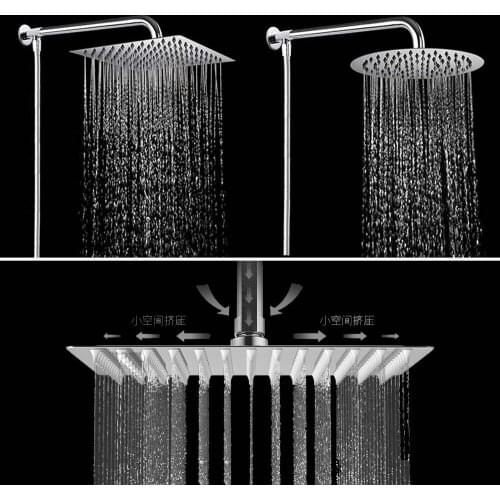 16 Inch Round Square Stainless Steel Overhead Rain Waterfall Shower Head Rainfall Large Bathroom Accessory For Bath And Toilet
