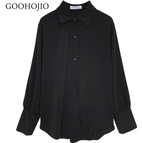 GOOHOJIO 2021 New Spring and Autumn Casual Shirt Women All-match Polo Collar Shirts for Women Oversized Fashionable Women Shirts