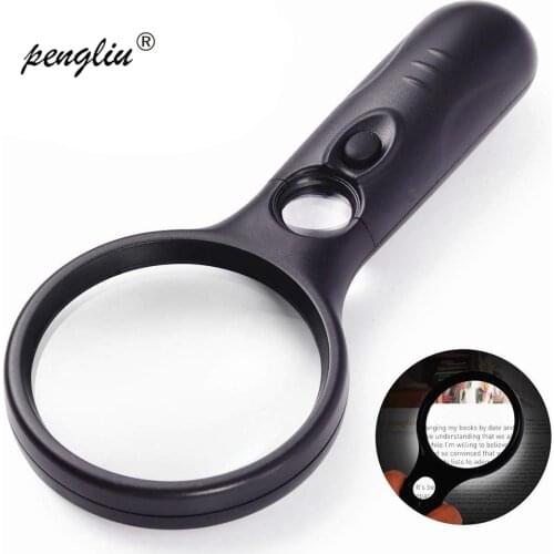 New 3 LED Light Handheld 3X 45X Illuminated Magnifier Microscope Magnifying Glass Aid Reading for Seniors loupe Jewelry 2019