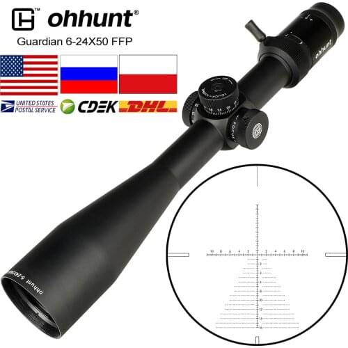 Hunting ohhunt Guardian 6-24X50 FFP Riflescope Glass Etched Reticle Side Parallax Turrets Lock Reset for Tactical Rifle Scope