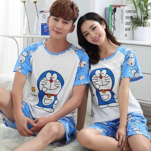 Couple Pajamas Summer Cotton Cartoon Ladies Sleepwear