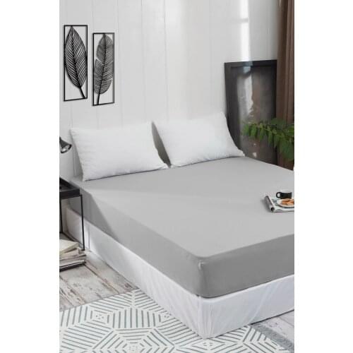 Pure %100 Cotton Combing Luxury Solid Gray Fitted Sheet Elastic Bed Linens Mattress Cover 160x200 Comfortable Modern 2020