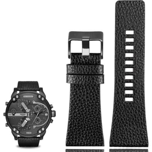 22mm 24mm 26mm 27mm 28mm 30mm 32mm Genuine Leather Strap Watchband For diesel Watches DZ4386 1657 1399 1206 4323 Black Band